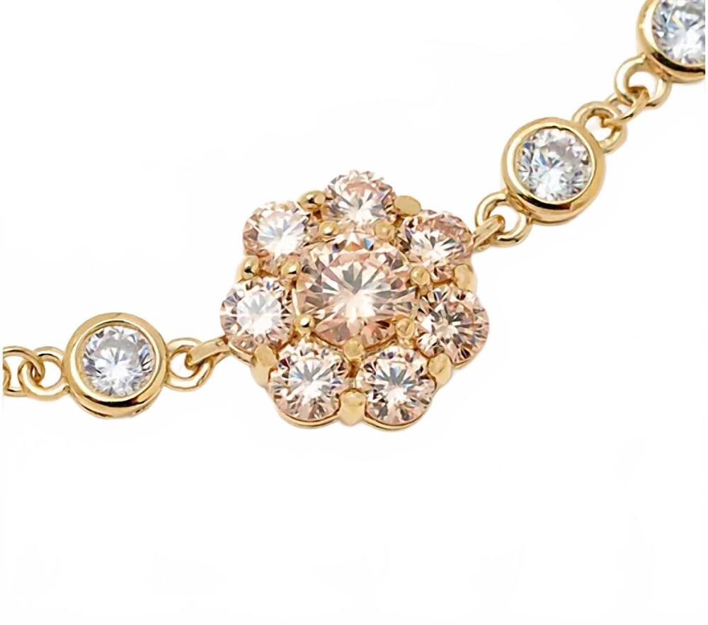 NEW DIAMONIQUE X LULU FROST pink champagne bracelet in gold